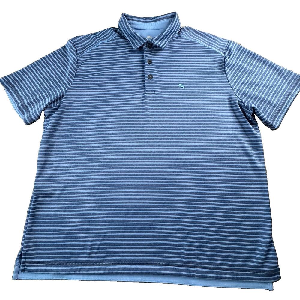 Tommy Bahama Polo Men’s Extra Large Blue Stripe Vacation Dadcore